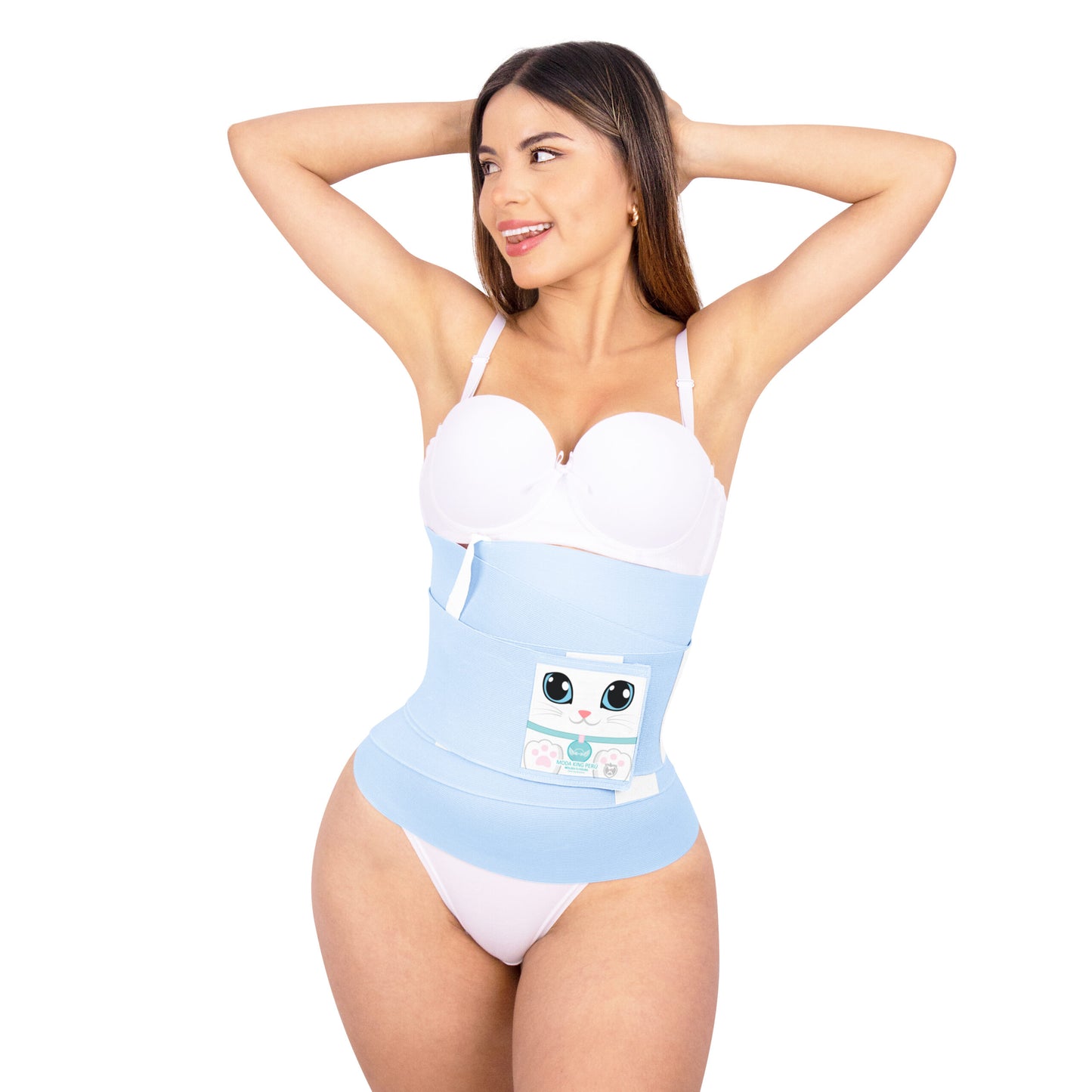 Faja Cinta Invisible celeste con diseño ergonómico y divertido