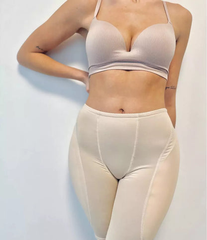 Braga beige frontal de cuerpo completo – cintura alta y compresión ligera