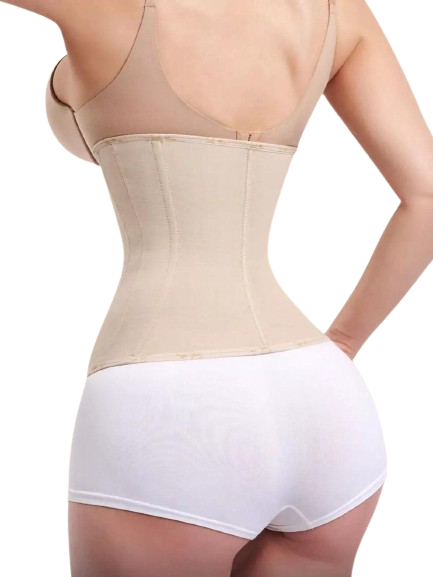 Cinturilla reductora beige alta compresión con diseño invisible y sin varillas